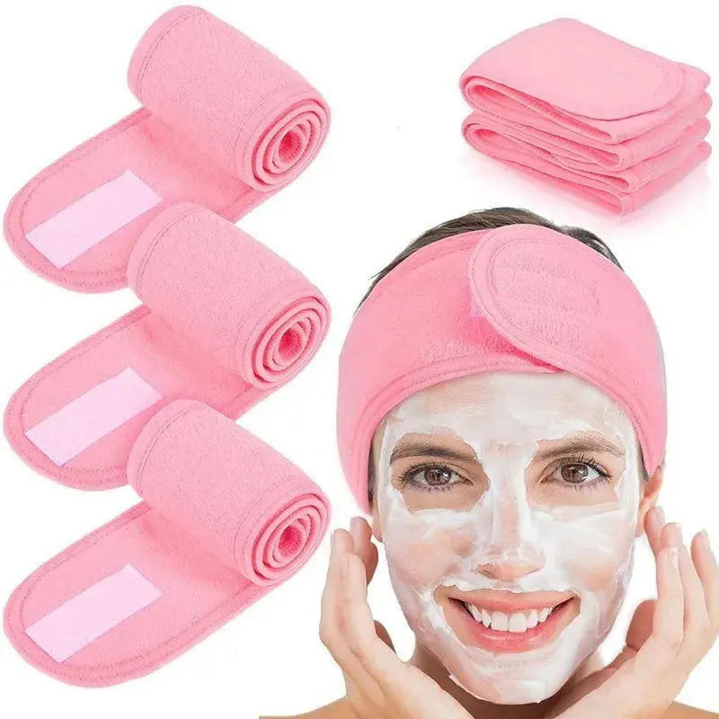 1 PC Makeup Hairband Eyelashes Extension Spa Facial Headband Makeup Wrap Head Terry Cloth Headband Stretch Towel with Magic Tape - Femlinza