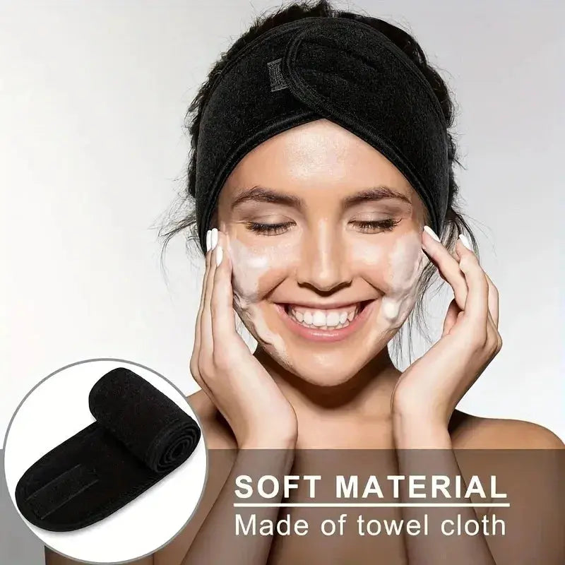 1 PC Makeup Hairband Eyelashes Extension Spa Facial Headband Makeup Wrap Head Terry Cloth Headband Stretch Towel with Magic Tape - Femlinza