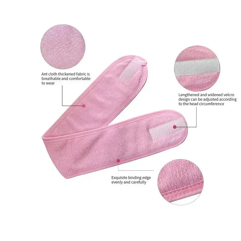 1 PC Makeup Hairband Eyelashes Extension Spa Facial Headband Makeup Wrap Head Terry Cloth Headband Stretch Towel with Magic Tape - Femlinza