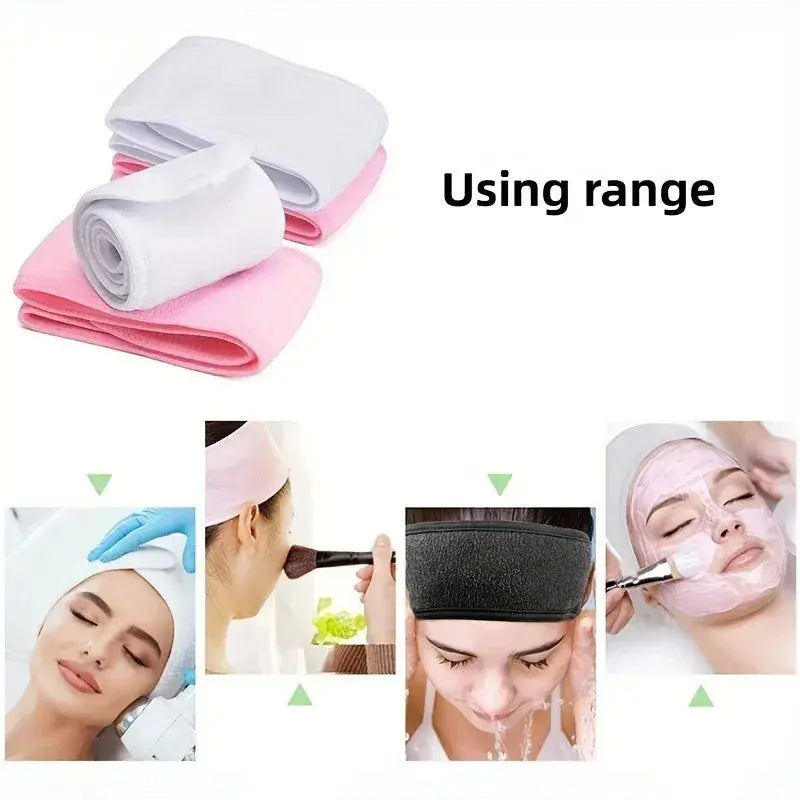 1 PC Makeup Hairband Eyelashes Extension Spa Facial Headband Makeup Wrap Head Terry Cloth Headband Stretch Towel with Magic Tape - Femlinza