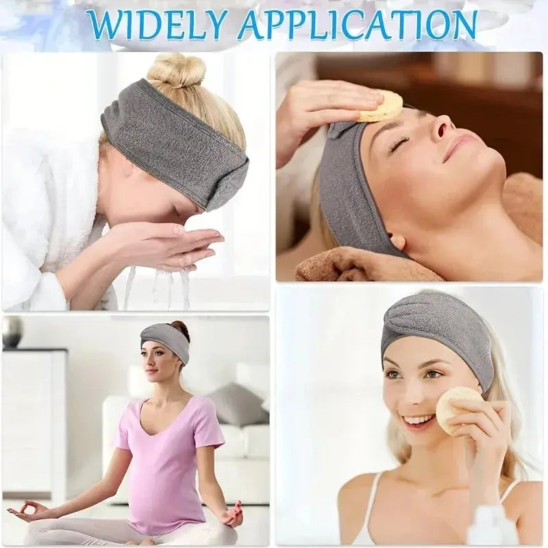 1 PC Makeup Hairband Eyelashes Extension Spa Facial Headband Makeup Wrap Head Terry Cloth Headband Stretch Towel with Magic Tape - Femlinza
