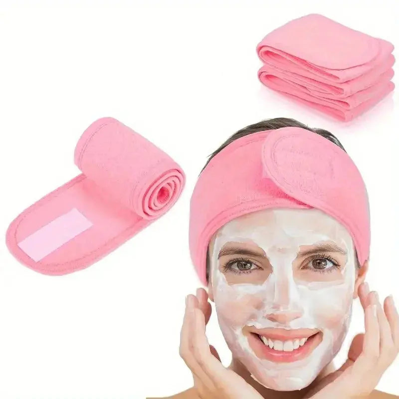 1 PC Makeup Hairband Eyelashes Extension Spa Facial Headband Makeup Wrap Head Terry Cloth Headband Stretch Towel with Magic Tape - Femlinza
