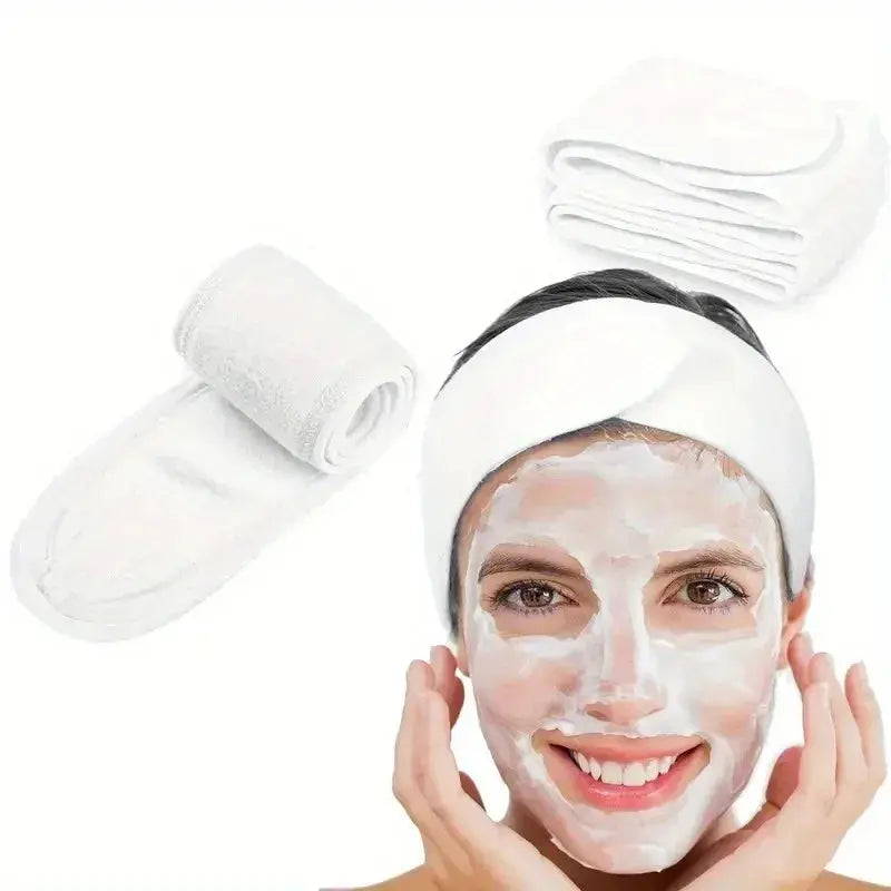 1 PC Makeup Hairband Eyelashes Extension Spa Facial Headband Makeup Wrap Head Terry Cloth Headband Stretch Towel with Magic Tape - Femlinza