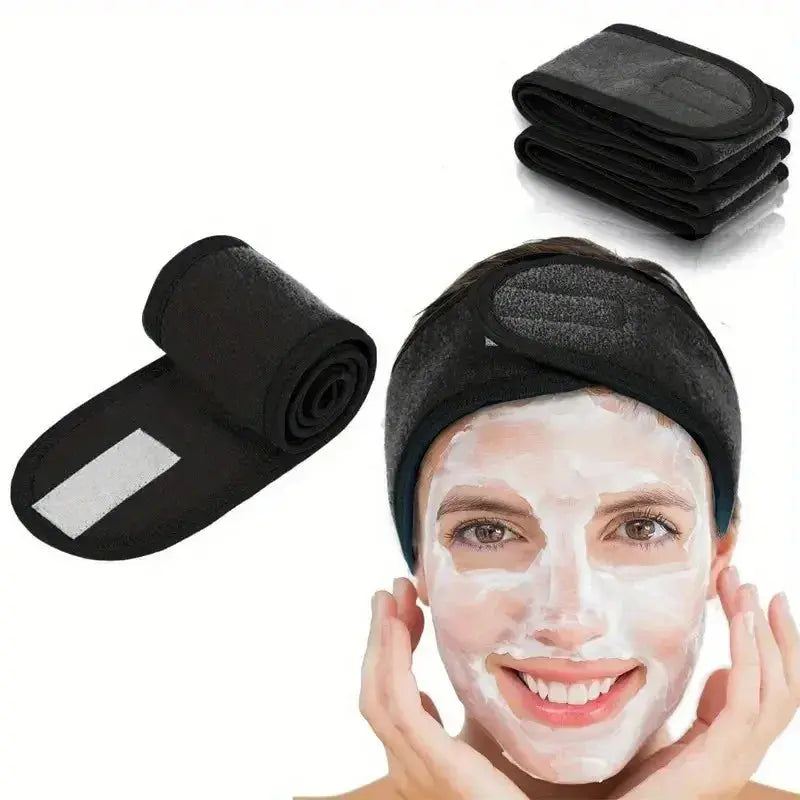 1 PC Makeup Hairband Eyelashes Extension Spa Facial Headband Makeup Wrap Head Terry Cloth Headband Stretch Towel with Magic Tape - Femlinza