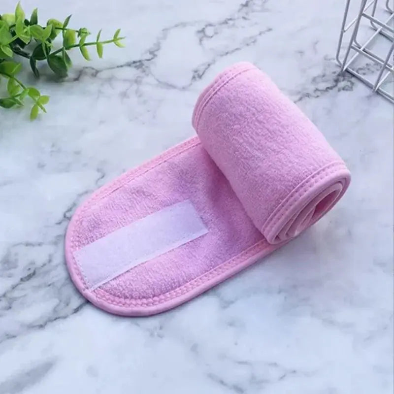 1 PC Makeup Hairband Eyelashes Extension Spa Facial Headband Makeup Wrap Head Terry Cloth Headband Stretch Towel with Magic Tape - Femlinza