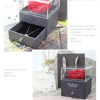1 Rose Gift Box Artificial Flower Box+Carry Bag Ring Jewelry Storage Box Christmas Valentine's Day Mom Wedding Girlfriend Gifts - Femlinza