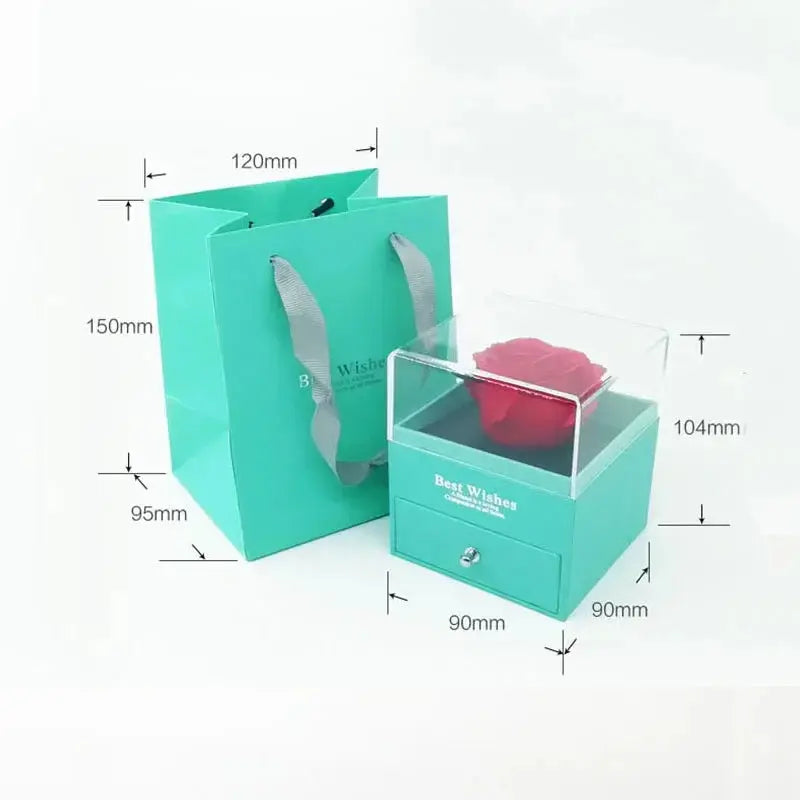 1 Rose Gift Box Artificial Flower Box+Carry Bag Ring Jewelry Storage Box Christmas Valentine's Day Mom Wedding Girlfriend Gifts - Femlinza