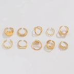 10-Piece Alloy Geometric Ring - Femlinza