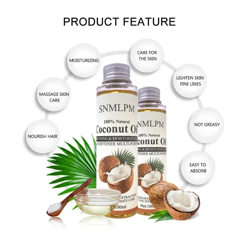 100ml Natural Organic Coconut Oil Body Face Oil Massage Relaxation Skin Coconut Essential Oil - Femlinza