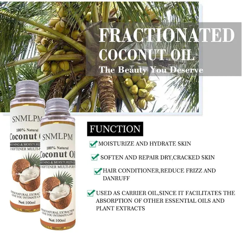 100ml Natural Organic Coconut Oil Body Face Oil Massage Relaxation Skin Coconut Essential Oil - Femlinza