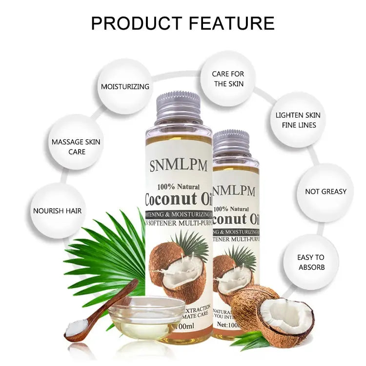 100ml Natural Organic Coconut Oil Body Face Oil Massage Relaxation Skin Coconut Essential Oil - Femlinza
