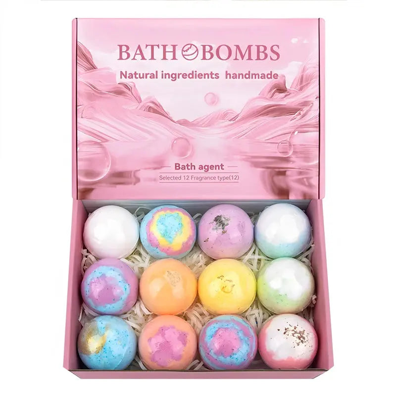 12pcs bath bomb gift box body care spa bathtub suitable for women and men, rich in essential oils to moisturize dry skin - Femlinza