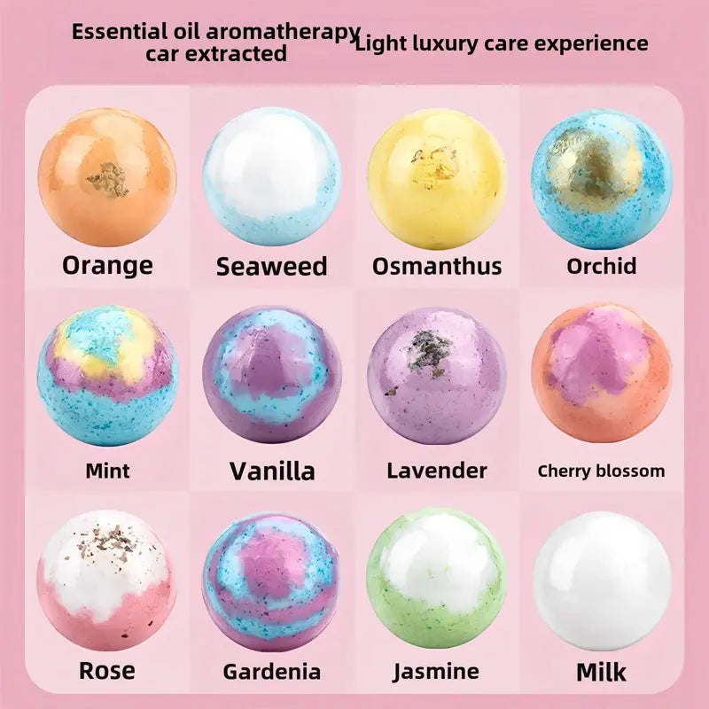 12pcs bath bomb gift box body care spa bathtub suitable for women and men, rich in essential oils to moisturize dry skin - Femlinza