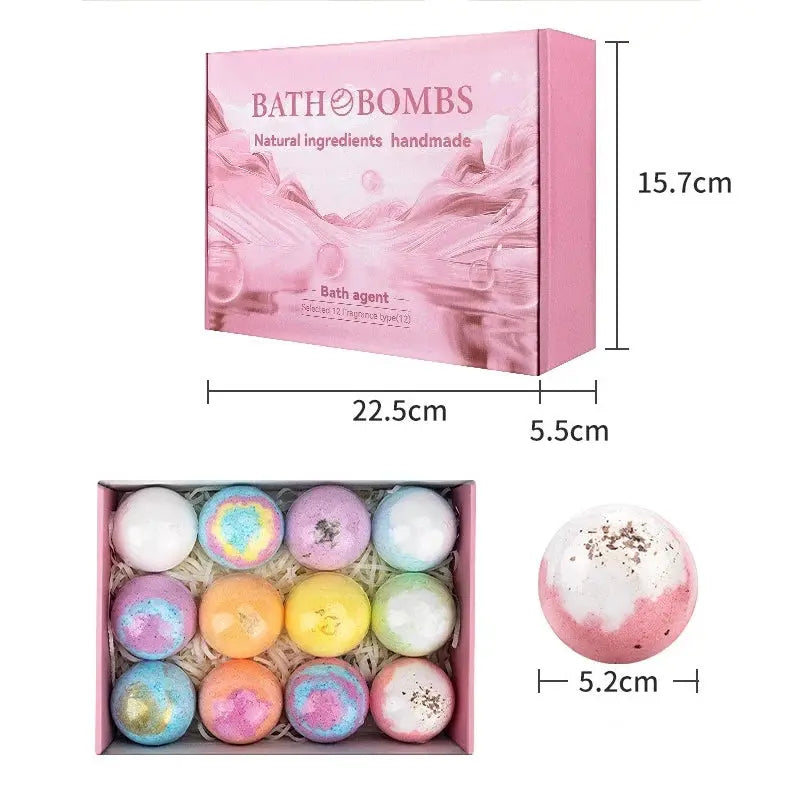12pcs bath bomb gift box body care spa bathtub suitable for women and men, rich in essential oils to moisturize dry skin - Femlinza