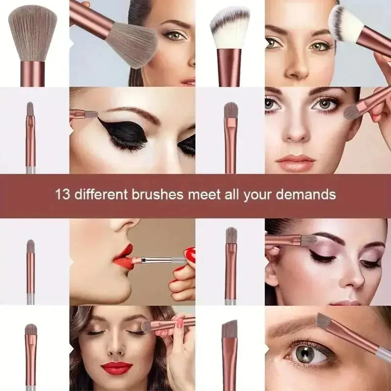 13 PCS Colorful Makeup Brush Set Eye Shadow Foundation Women's Makeup Brushes Eye Shadow Blush Beauty Soft Makeup Toolkit - Femlinza