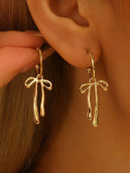18K Gold-Plated Bow Tie Drop Earrings - Femlinza