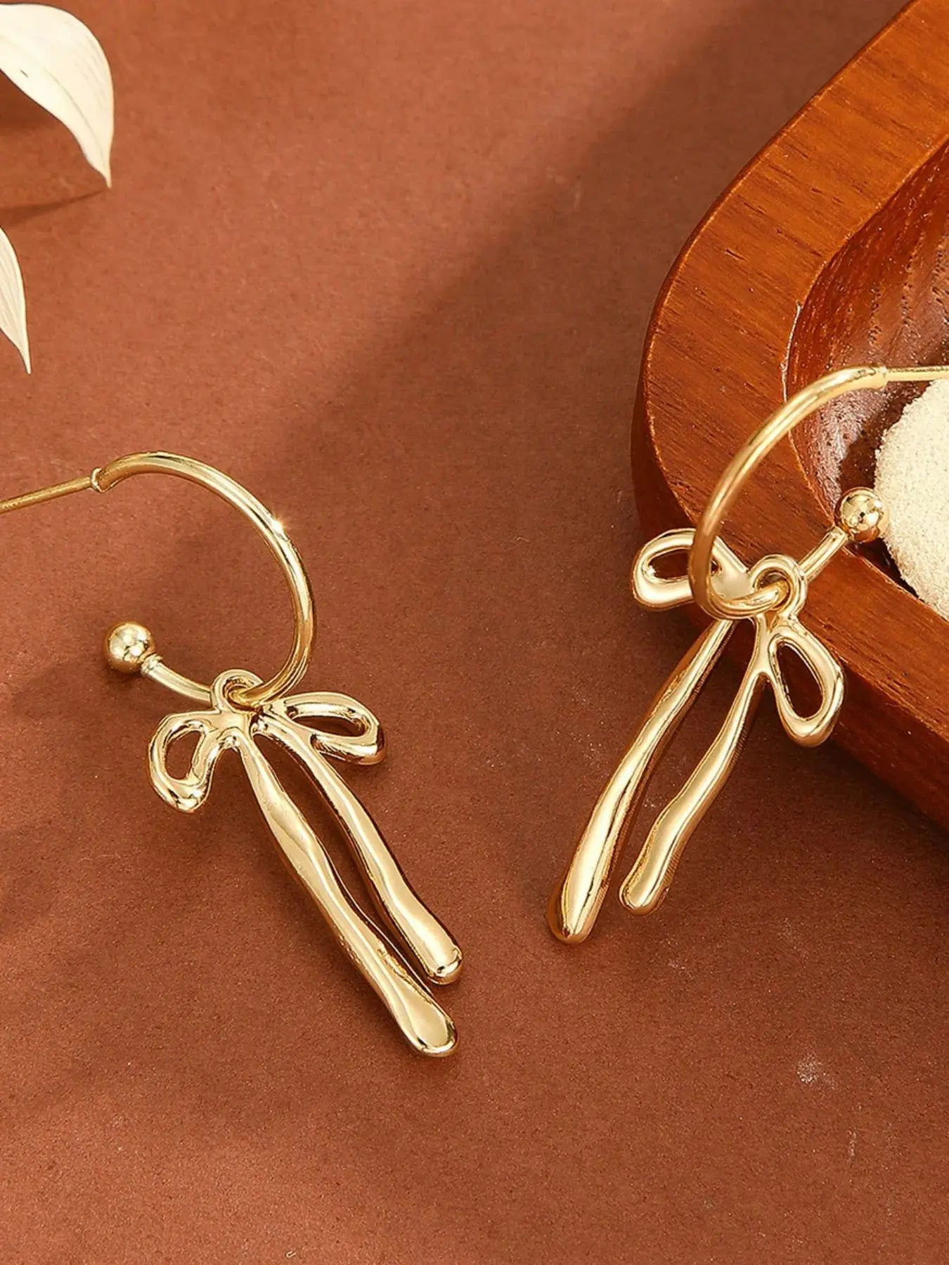 18K Gold-Plated Bow Tie Drop Earrings - Femlinza