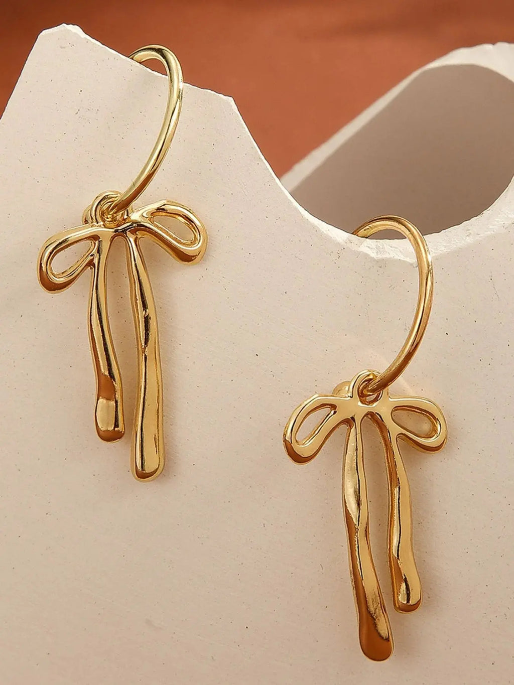 18K Gold-Plated Bow Tie Drop Earrings - Femlinza
