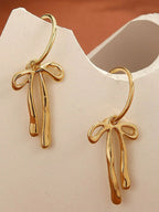 18K Gold-Plated Bow Tie Drop Earrings - Femlinza
