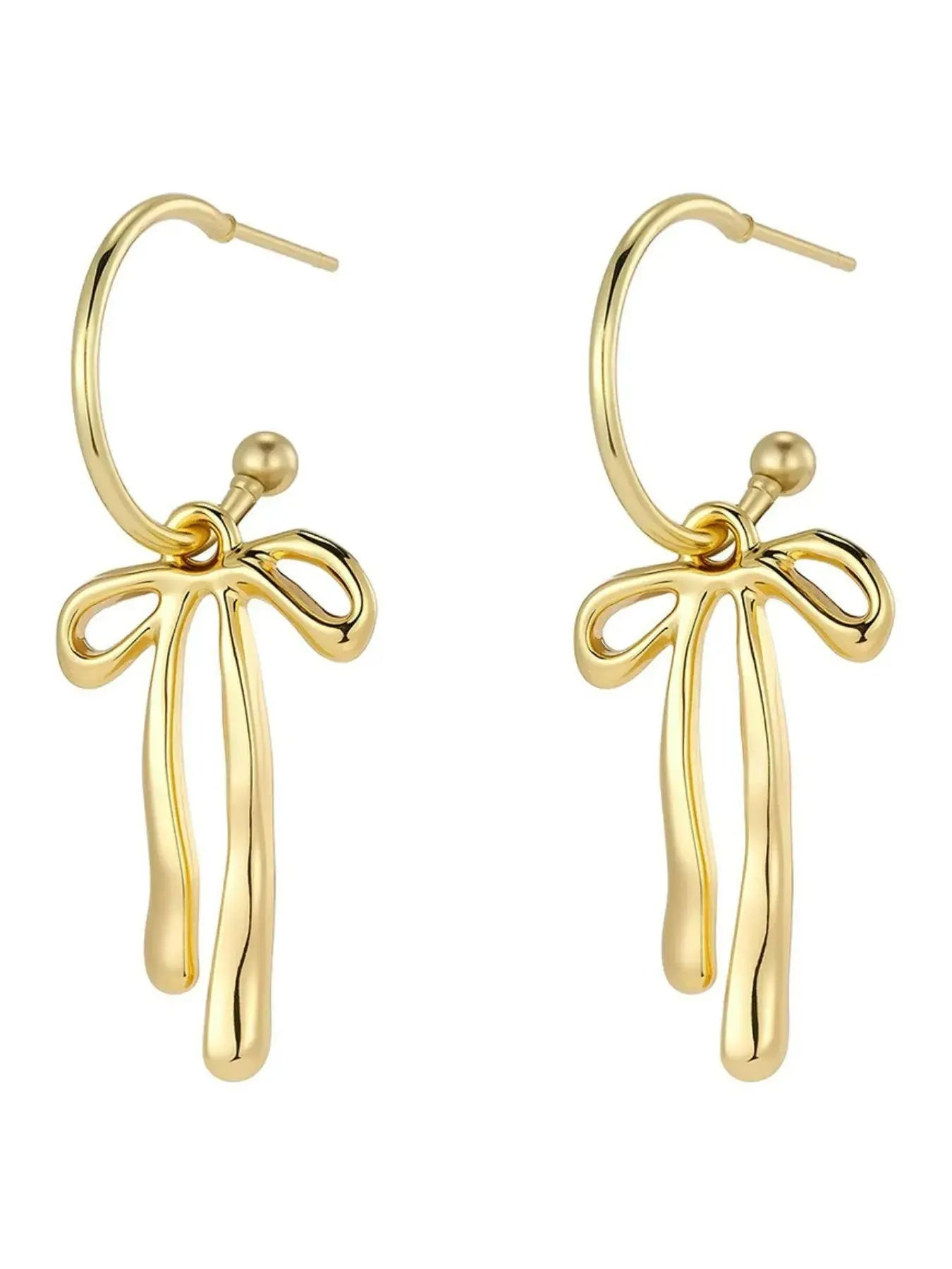 18K Gold-Plated Bow Tie Drop Earrings - Femlinza