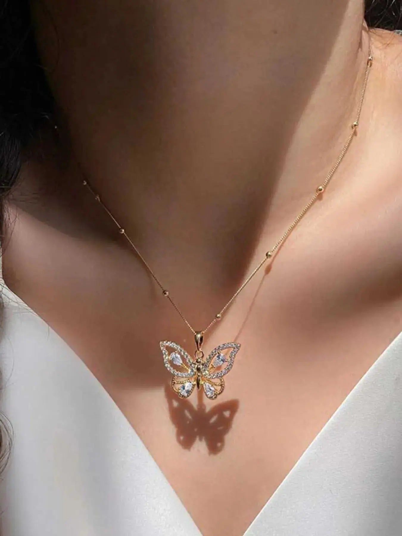 18K Gold-Plated Butterfly Pendant Necklace - Femlinza