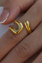 18K Gold-Plated  Geometric Gold Twisted Open Ring - Femlinza