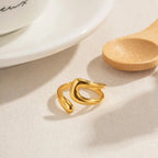 18K Gold-Plated  Geometric Gold Twisted Open Ring - Femlinza