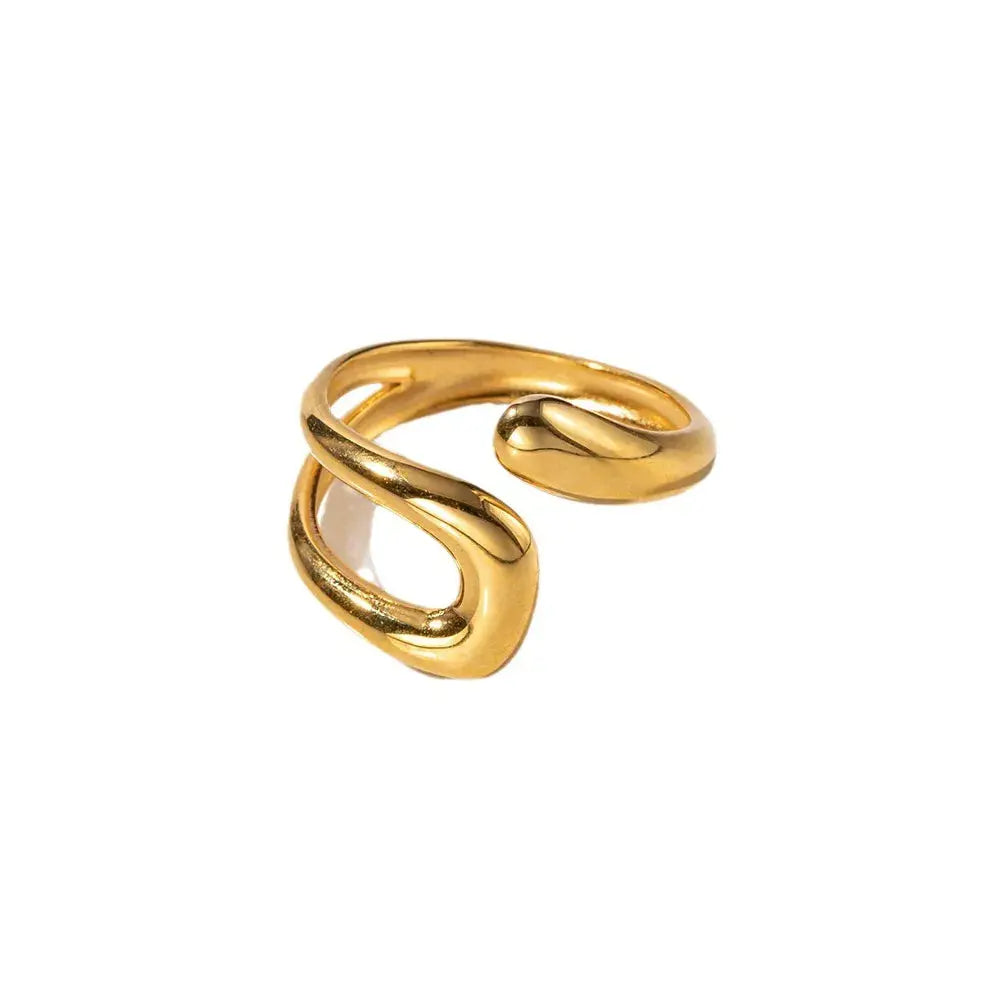 18K Gold-Plated  Geometric Gold Twisted Open Ring - Femlinza