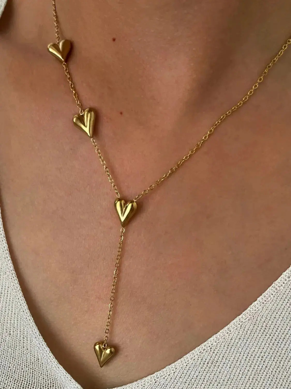 18K Gold-Plated Heart Drop Y-Necklace - Femlinza