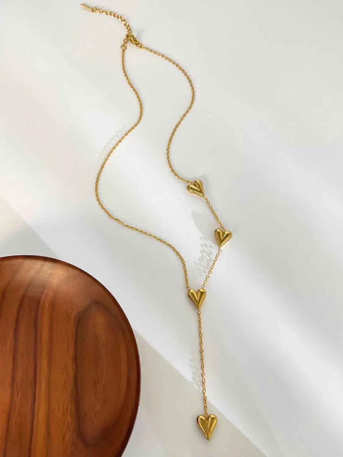 18K Gold-Plated Heart Drop Y-Necklace - Femlinza