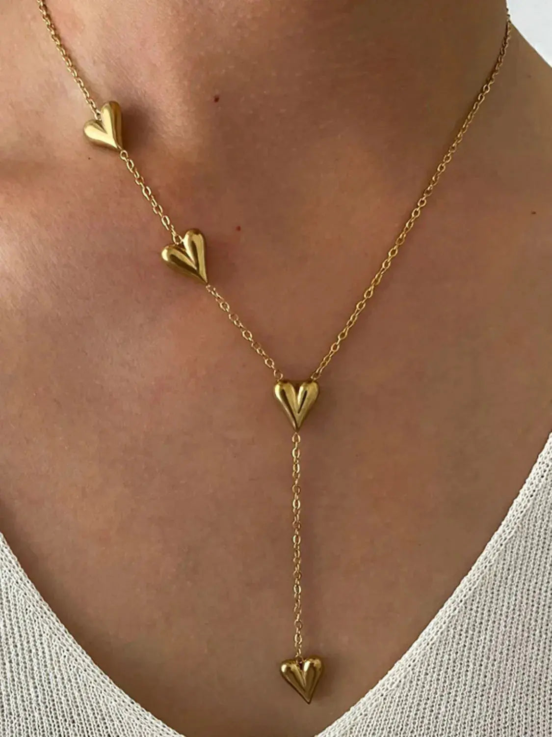 18K Gold-Plated Heart Drop Y-Necklace - Femlinza