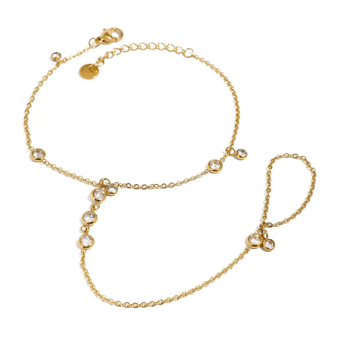 18K Gold-Plated Inlaid Rhinestone Chain Bracelet - Femlinza