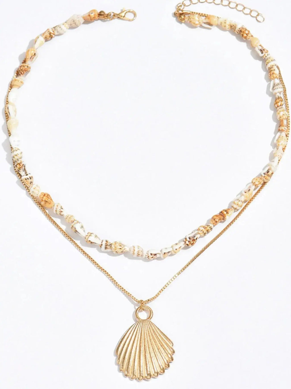 18K Gold-Plated Shell Layered Shell Pendant Necklace - Femlinza