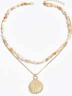 18K Gold-Plated Shell Layered Shell Pendant Necklace - Femlinza