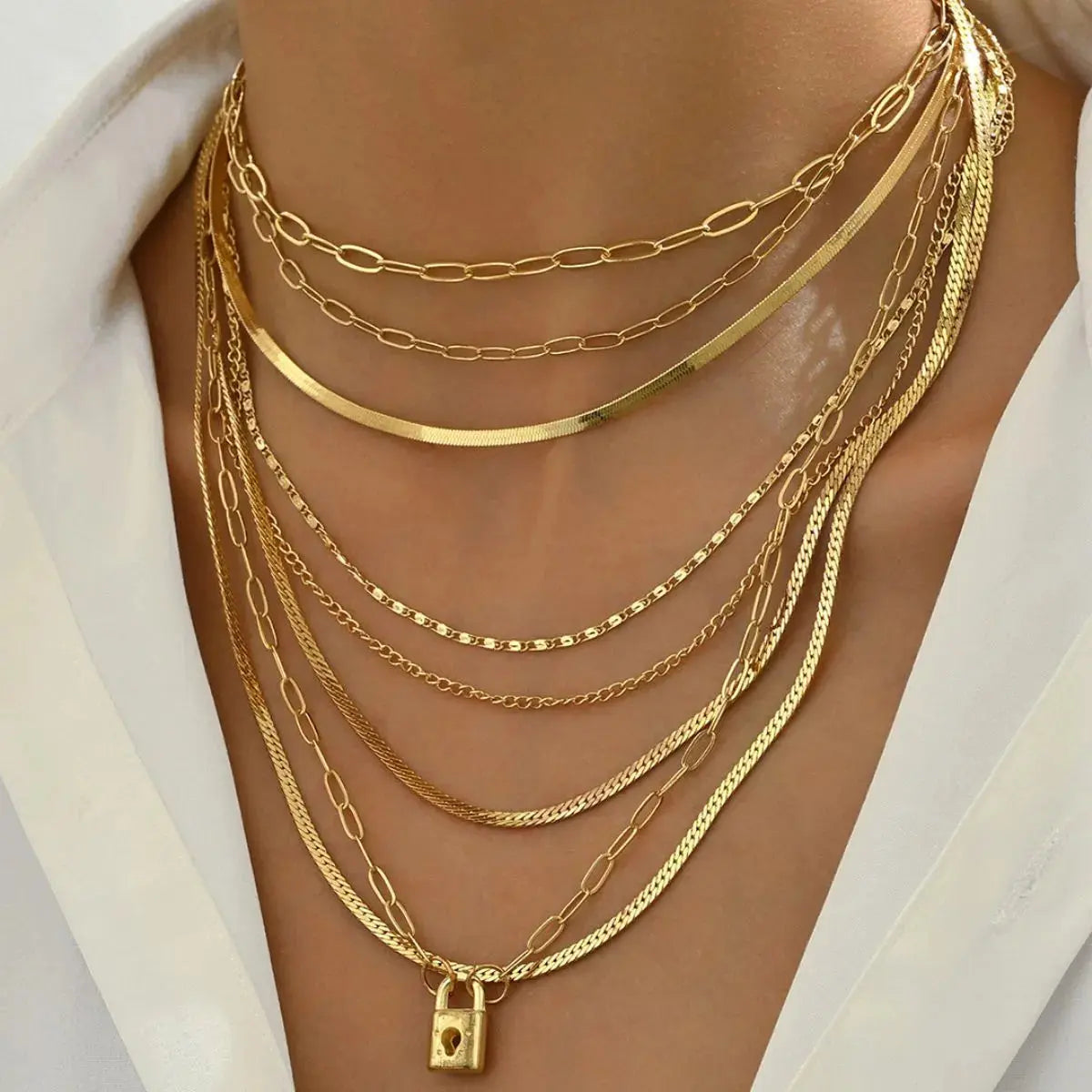 18K Gold-Plated Stainless Steel Multi-Layer Necklace - Femlinza
