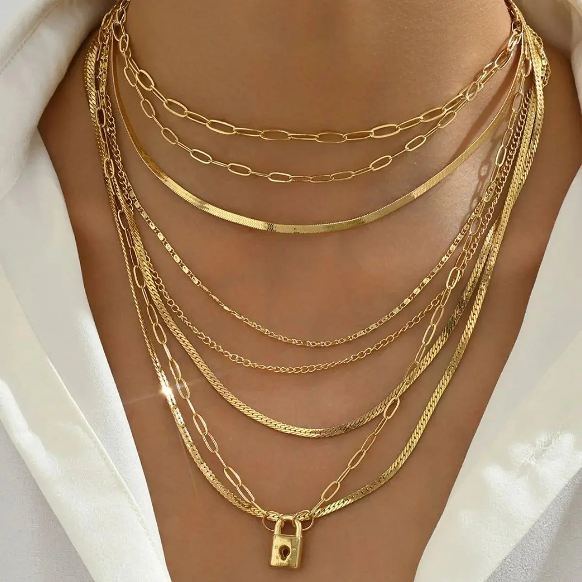 18K Gold-Plated Stainless Steel Multi-Layer Necklace - Femlinza