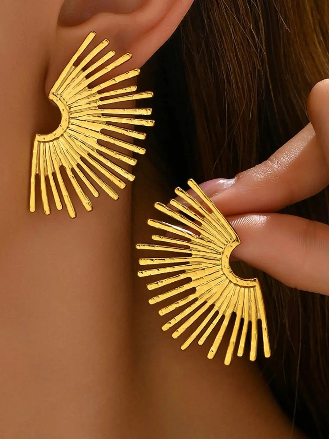 18K Gold-Plated Stainless Steel Sunburst Earrings - Femlinza