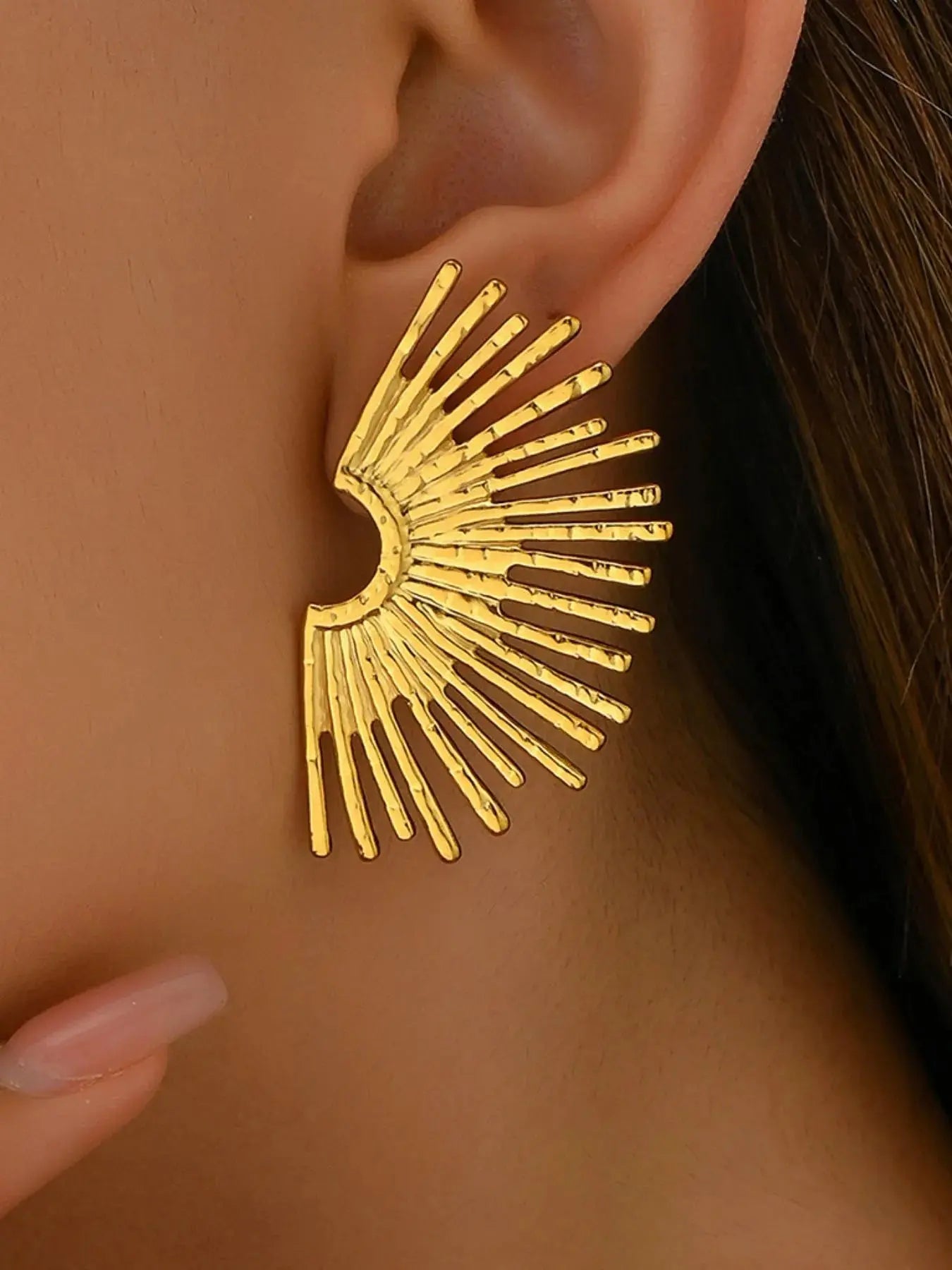 18K Gold-Plated Stainless Steel Sunburst Earrings - Femlinza