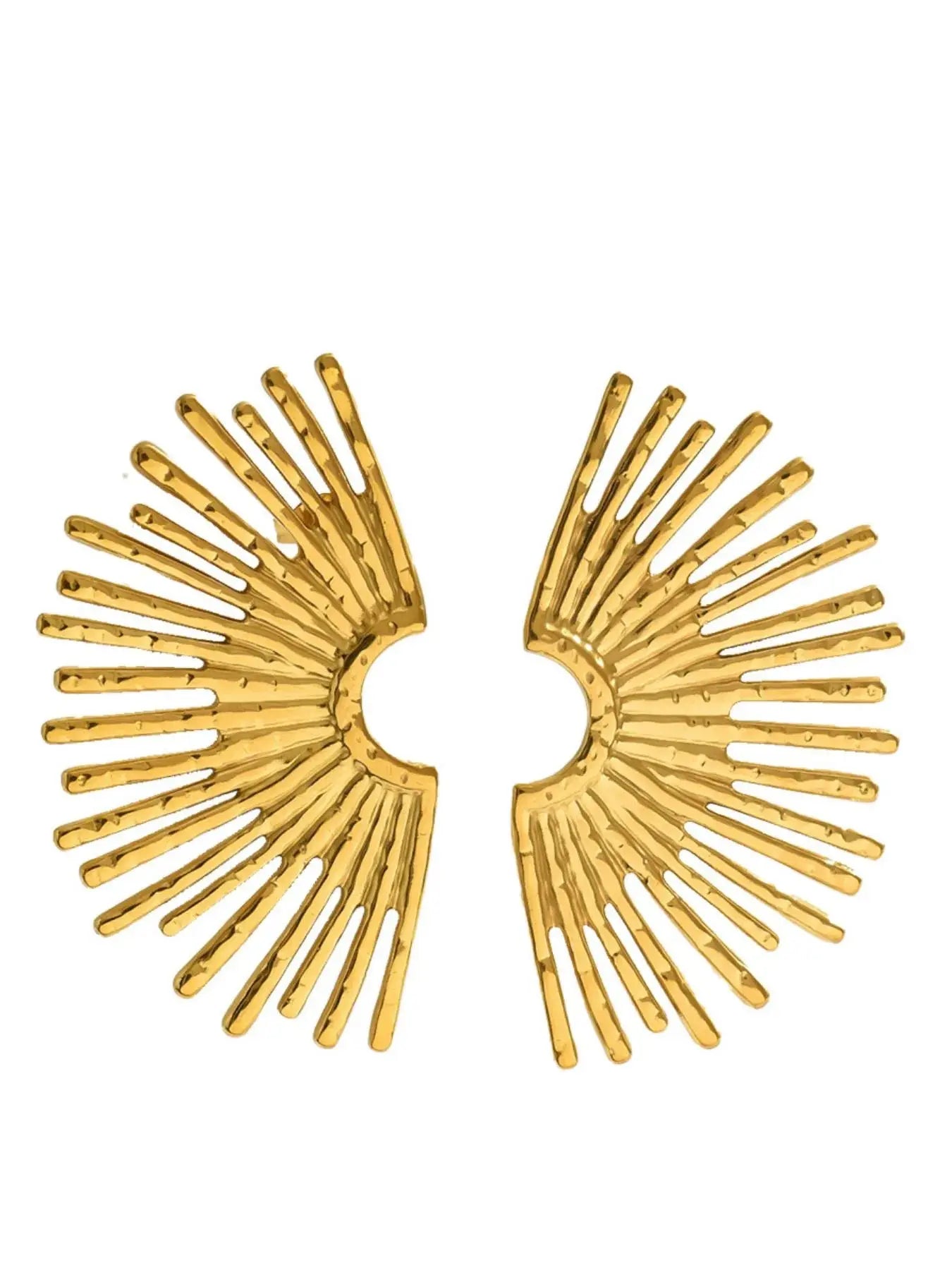 18K Gold-Plated Stainless Steel Sunburst Earrings - Femlinza