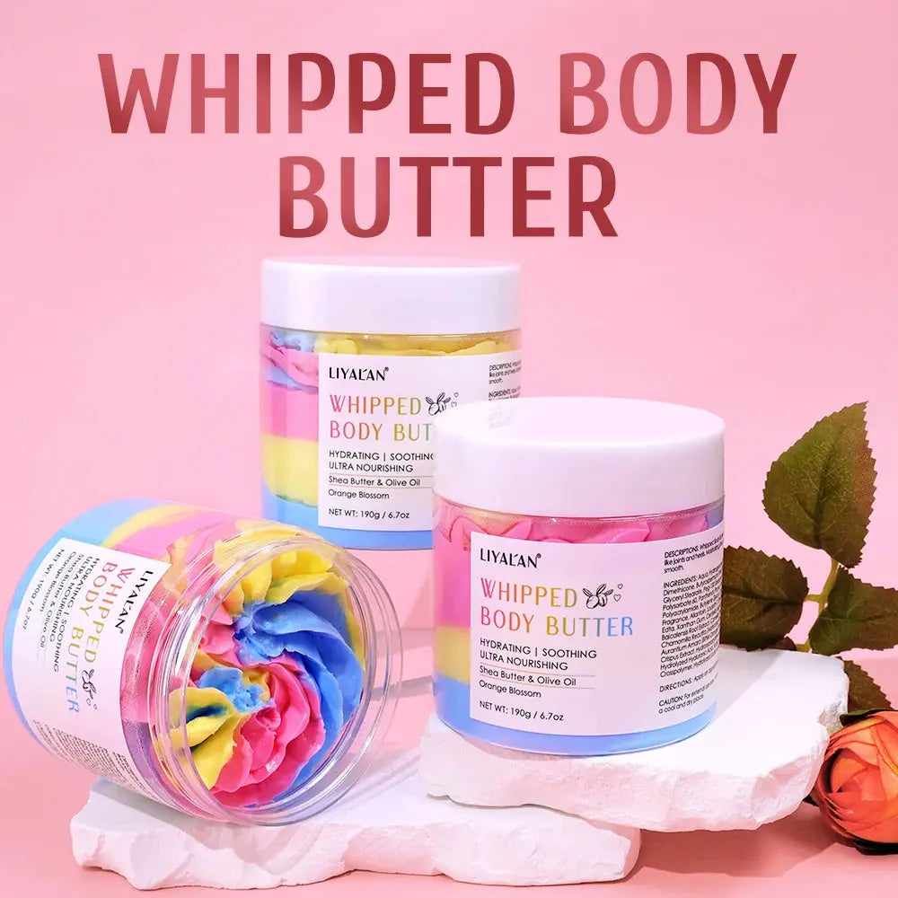 190g Rainbow Whipped Body Butter Skin Brighten Nourishing Hydrating Vegan Shea Butter Olive Oil Moisturizing Smooth Skin Dryness - Femlinza