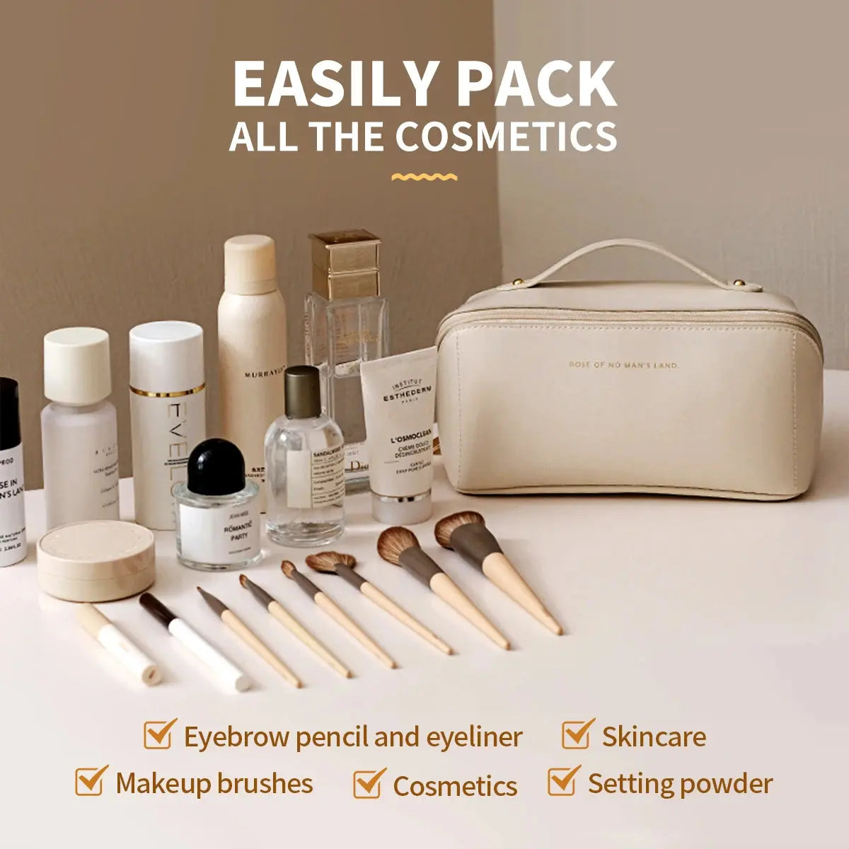 1pc Makeup Organizer Female Toiletry  Bag Make Up Case Storage Pouch Luxury Lady Box, Cosmetic Bag, Organizer Bag For Travel Zip - Femlinza