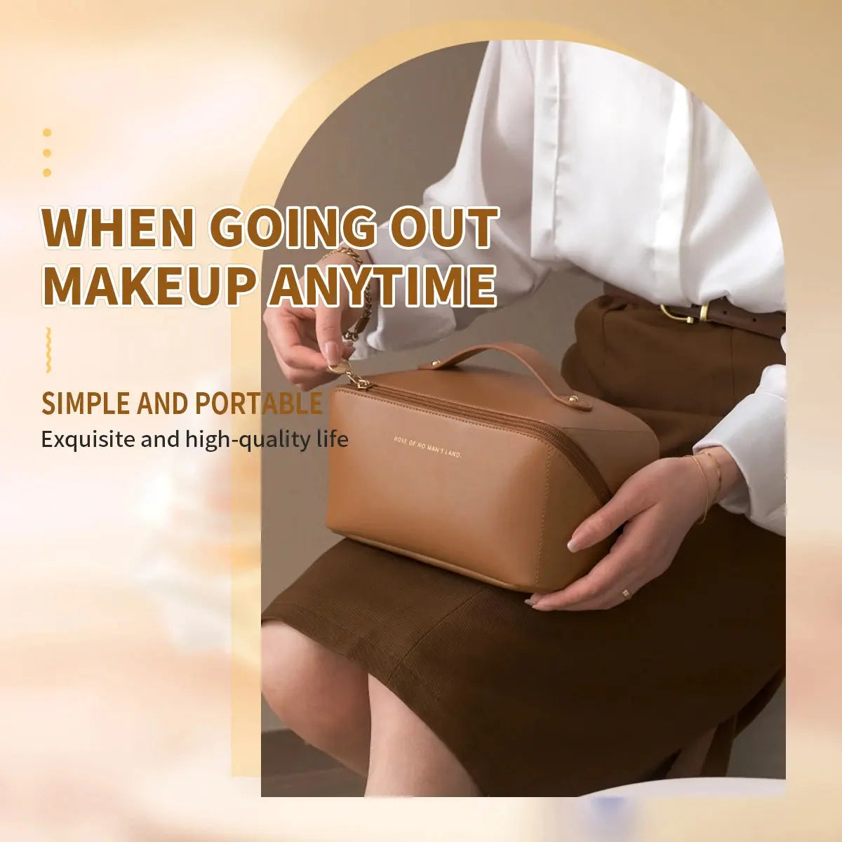 1pc Makeup Organizer Female Toiletry  Bag Make Up Case Storage Pouch Luxury Lady Box, Cosmetic Bag, Organizer Bag For Travel Zip - Femlinza
