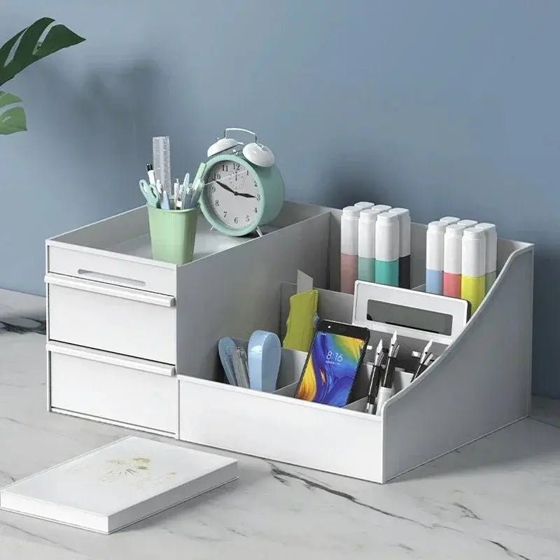 1PC Plastic Drawer Makeup Storage Box Dormitory Finishing Shelf Cosmetics Skin Care Dressing Table Desktop Stationery Box - Femlinza