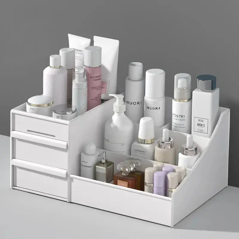 1PC Plastic Drawer Makeup Storage Box Dormitory Finishing Shelf Cosmetics Skin Care Dressing Table Desktop Stationery Box - Femlinza