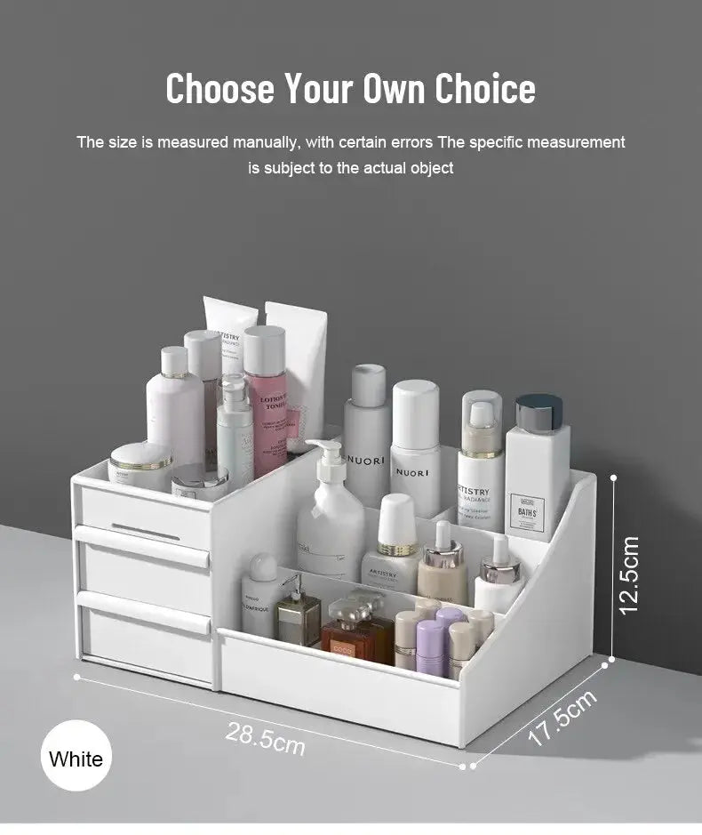 1PC Plastic Drawer Makeup Storage Box Dormitory Finishing Shelf Cosmetics Skin Care Dressing Table Desktop Stationery Box - Femlinza