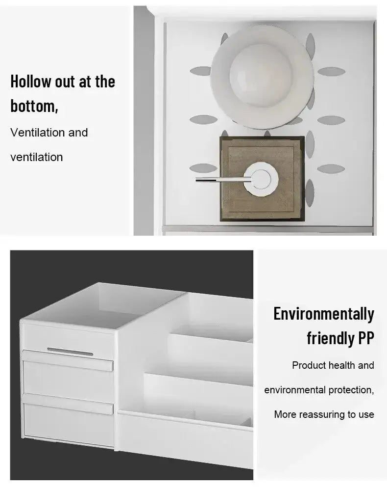 1PC Plastic Drawer Makeup Storage Box Dormitory Finishing Shelf Cosmetics Skin Care Dressing Table Desktop Stationery Box - Femlinza