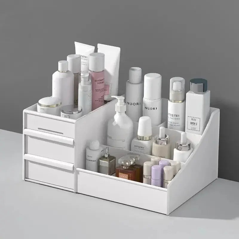 1PC Plastic Drawer Makeup Storage Box Dormitory Finishing Shelf Cosmetics Skin Care Dressing Table Desktop Stationery Box - Femlinza