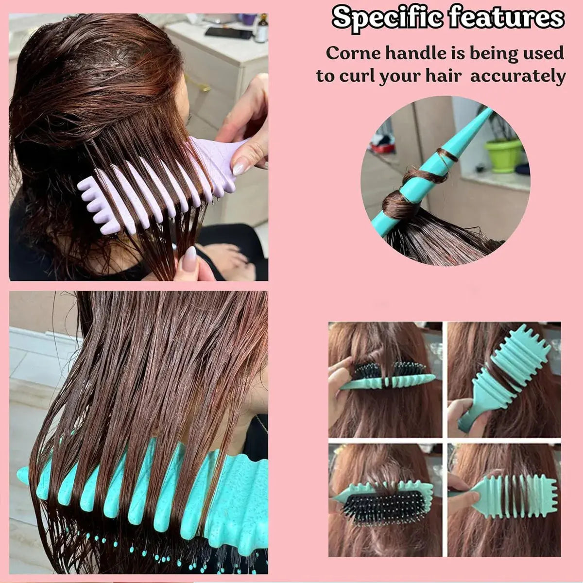 1PC Salon Styling Curly Hair Styling Brush Curl Hair Brush for Combing and Shaping Men's and Women's Curls Reduce Pulling Tools - Femlinza