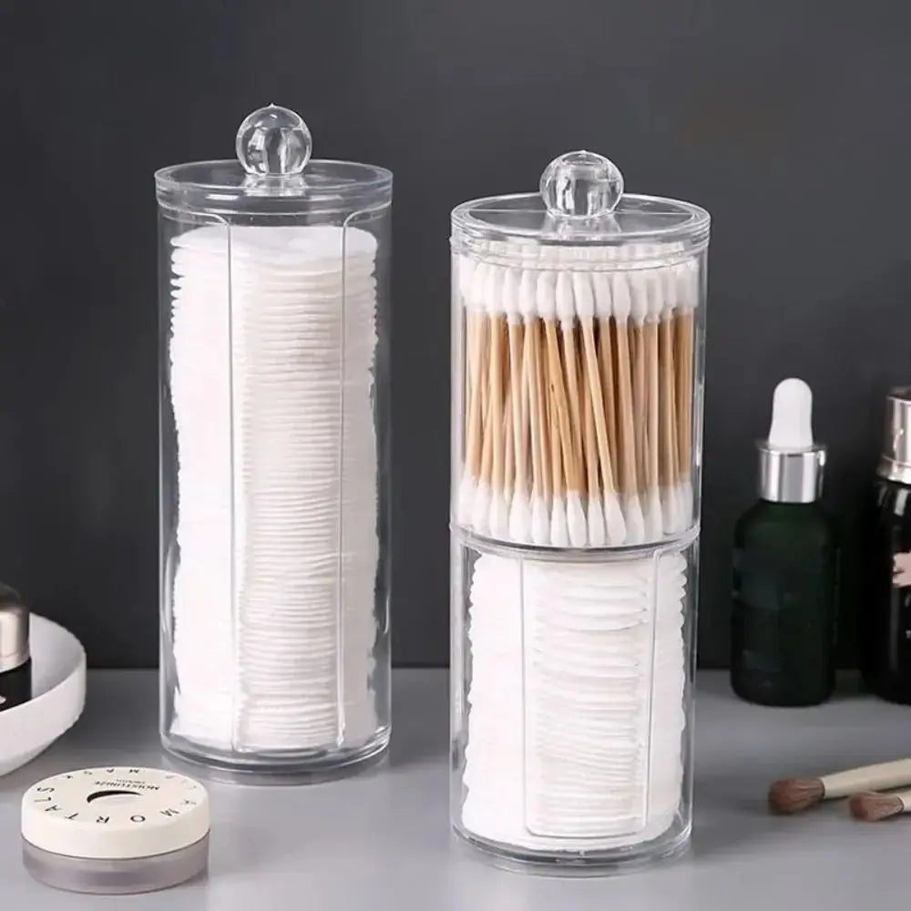 1pcs Acrylic Cotton Swab Makeup Organizer Cosmetics Storage Box Portable Make Up Cotton Pad Holder Container Storage Case - Femlinza