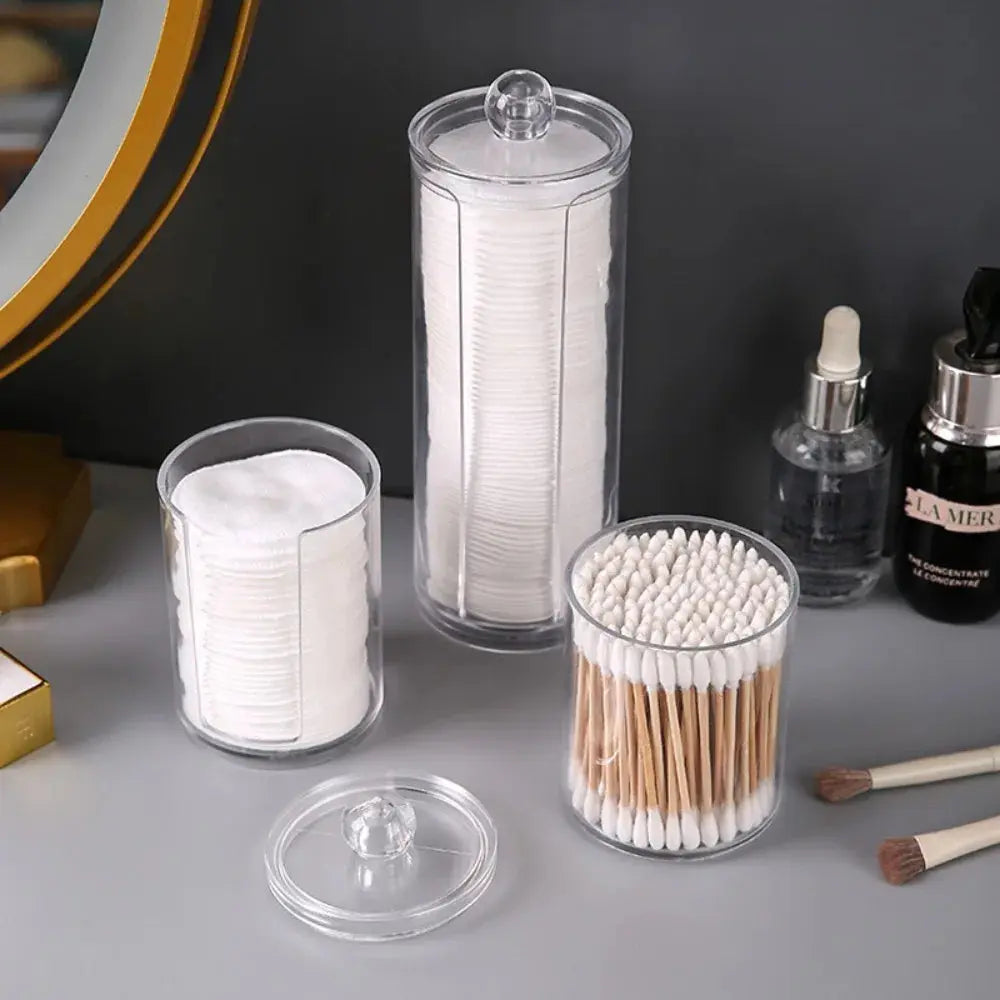 1pcs Acrylic Cotton Swab Makeup Organizer Cosmetics Storage Box Portable Make Up Cotton Pad Holder Container Storage Case - Femlinza
